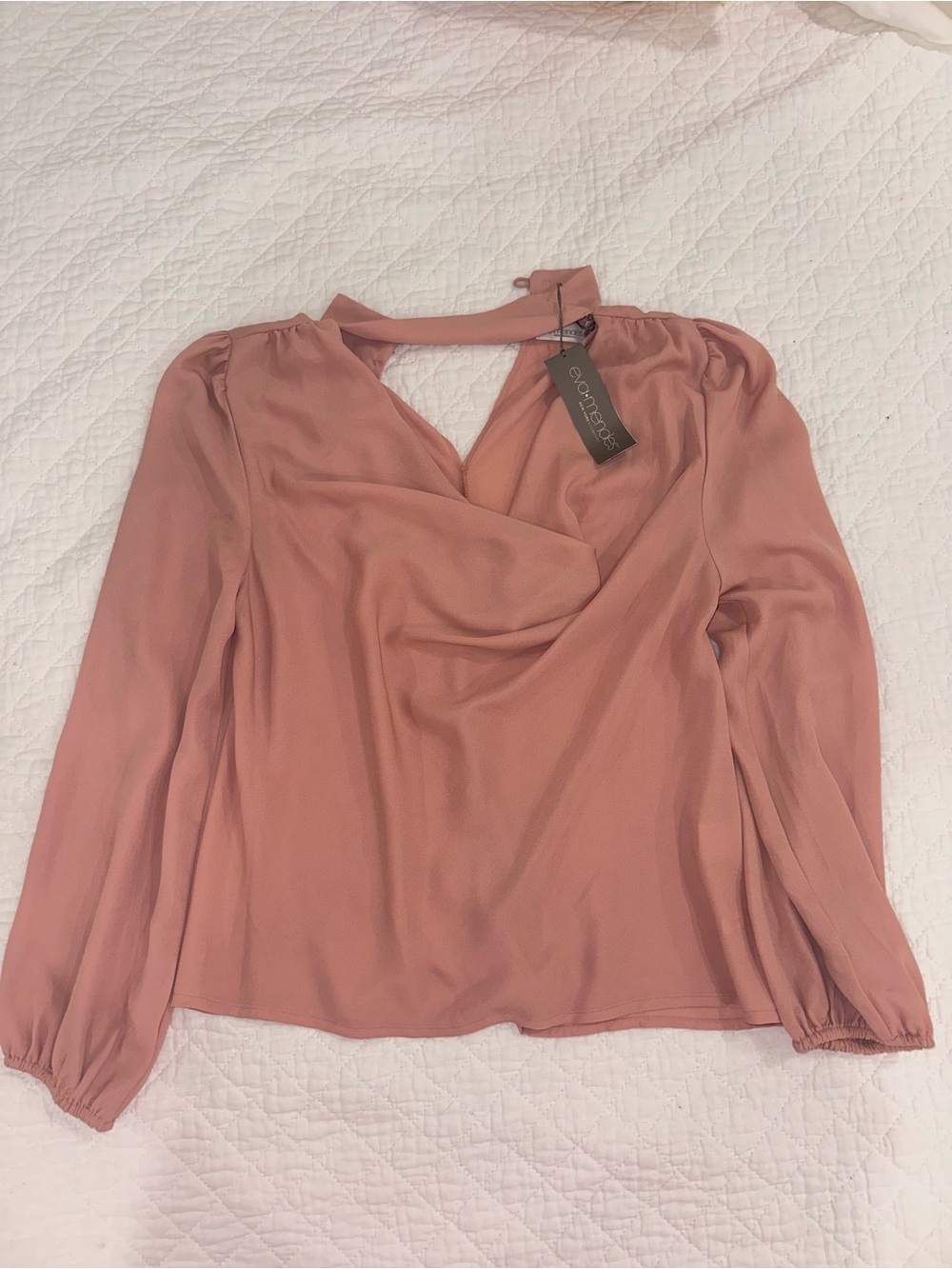 eva mendes for New York & Company Dusty Rose Draped V-Neck Blouse